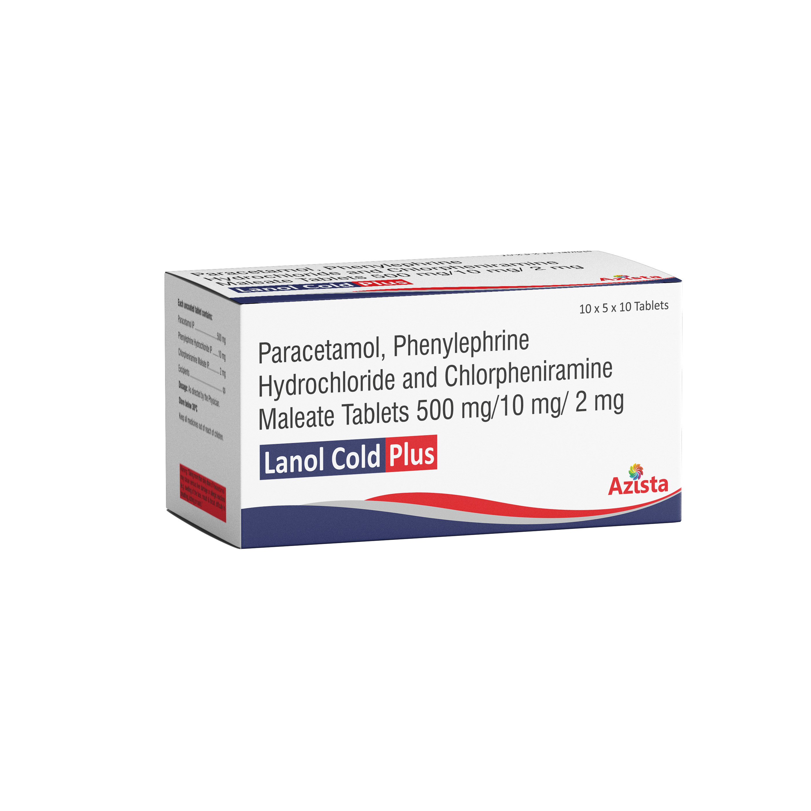 Paracetamol, Phenylephrine Hydrochloride and Chlorpheniramine Maleate Tablets 500 mg/ 10mg/ 2mg
